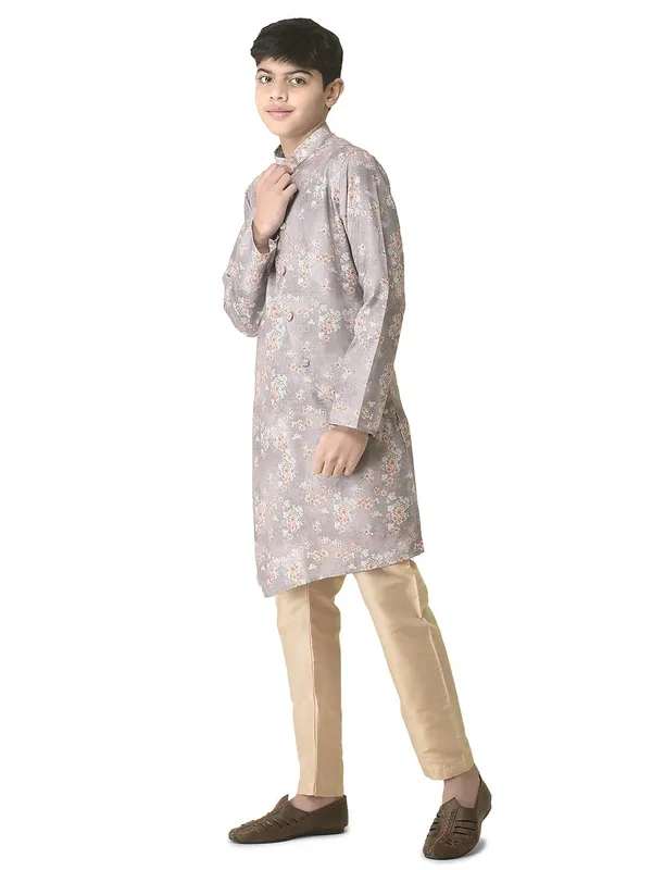Blue_Cotton_Full_Sleeve_Regular_Printed_Kurta_Set_For_Kids