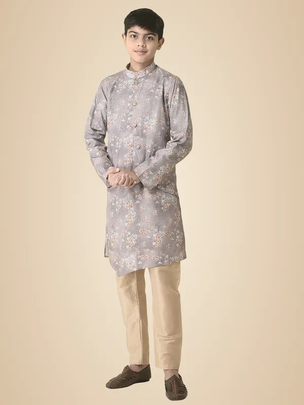 Blue_Cotton_Full_Sleeve_Regular_Printed_Kurta_Set_For_Kids