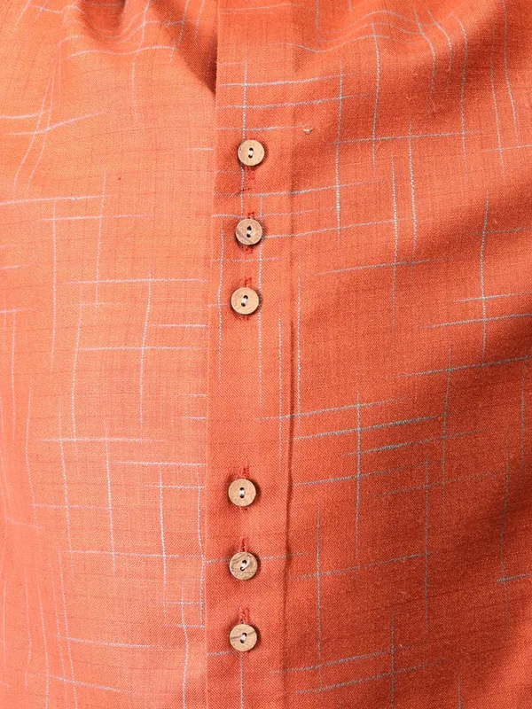 Orange_Cotton_Full_Sleeve_Regular_Fit_Printed_Kurta_Churidar_For_Kids