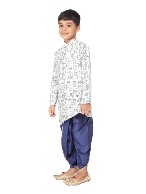Blue_Cotton_Full_Sleeve_Regular_Fit_Printed_Kurta_Dhoti_Set_For_Kids