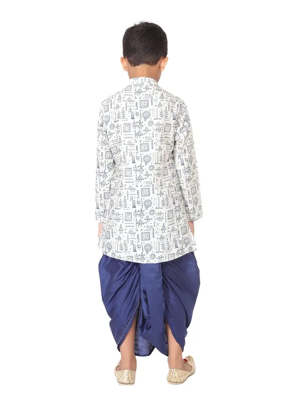 Blue_Cotton_Full_Sleeve_Regular_Fit_Printed_Kurta_Dhoti_Set_For_Kids