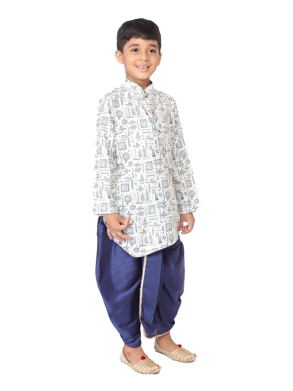 Blue_Cotton_Full_Sleeve_Regular_Fit_Printed_Kurta_Dhoti_Set_For_Kids