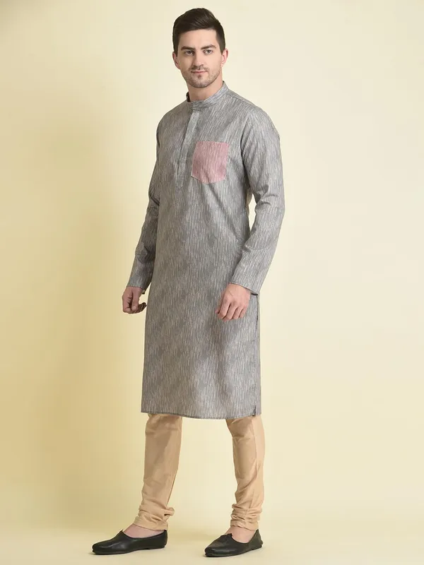 Grey_Cotton_Full_Sleeve_Regular_Fit_Printed_Kurta_For_Men