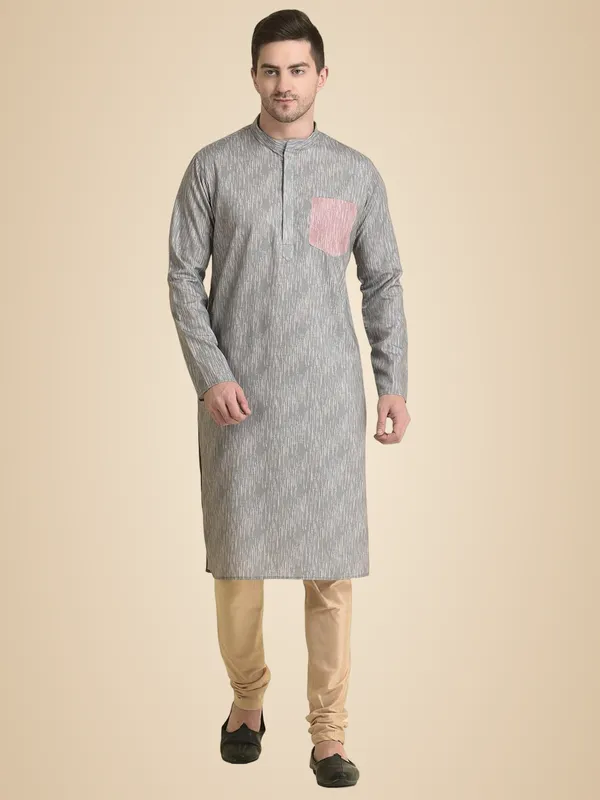 Grey_Cotton_Full_Sleeve_Regular_Fit_Printed_Kurta_For_Men