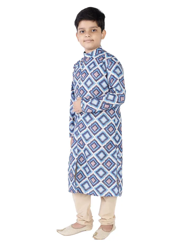 Blue_Cotton_Full_Sleeve_Regular_Fit_Printed_Kurta_For_Kids