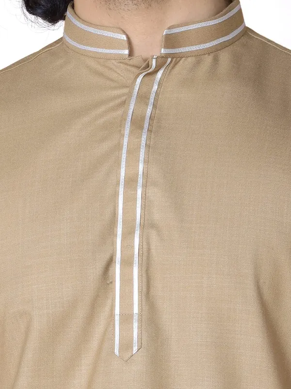 Beige_Cotton_Full_Sleeve_Regular_Fit_Plain_Kurta_For_Men