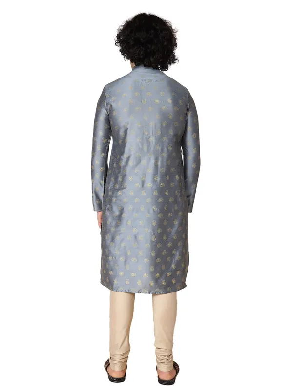 Grey_Cotton_Full_Sleeve_Regular_Fit_Printed_Kurta_For_Men