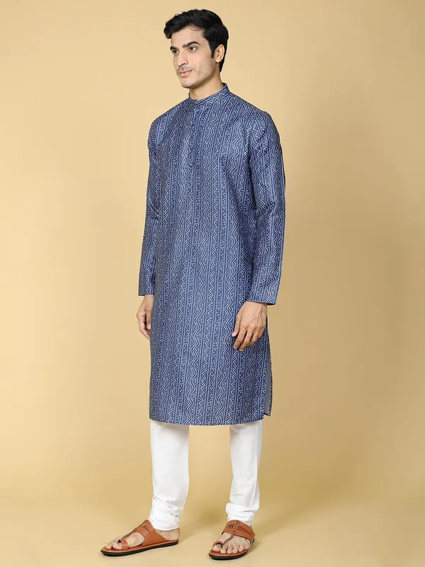 Red_Cotton_Full_Sleeves_Regular_Printed_Kurta_Set_For_Men