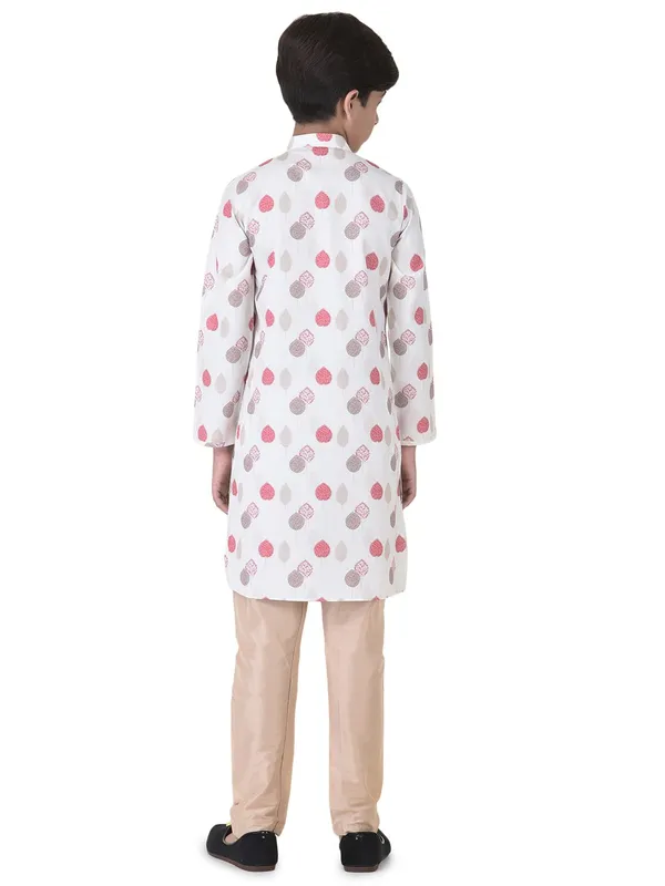 White_Cotton_Cream_Full_Sleeve_Regular_Printed_Kurta_For_Kids