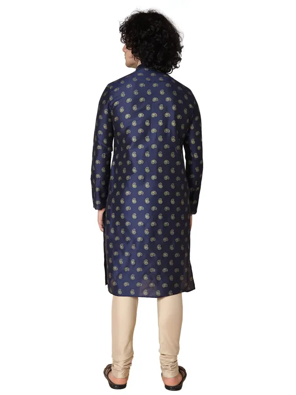 Blue_Cotton_Full_Sleeve_Regular_Fit_Printed_Kurta_For_Men