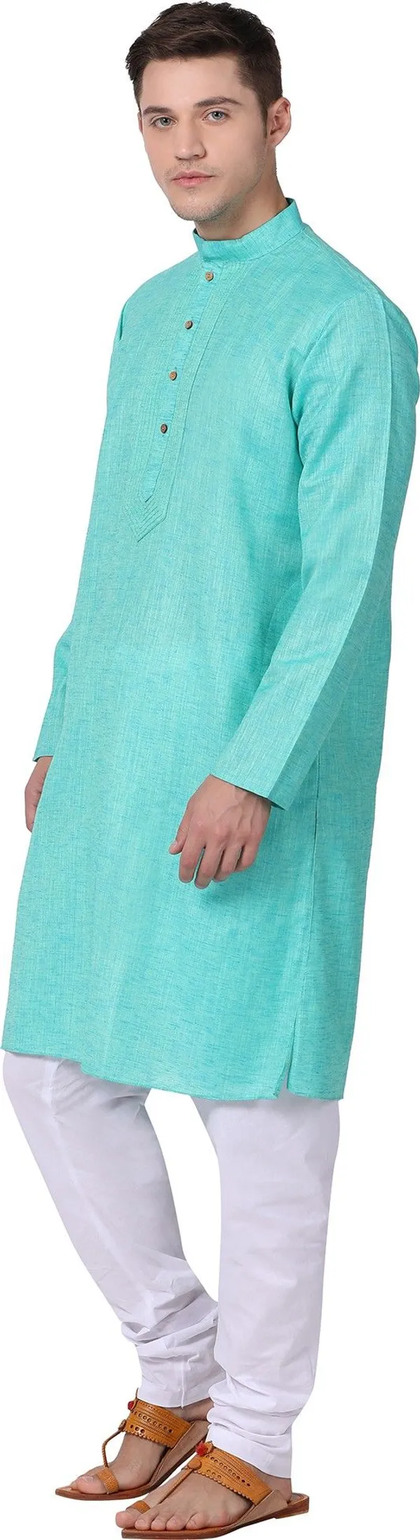 Tabard_Men_Self_Design_Straight_Kurta_(Green)