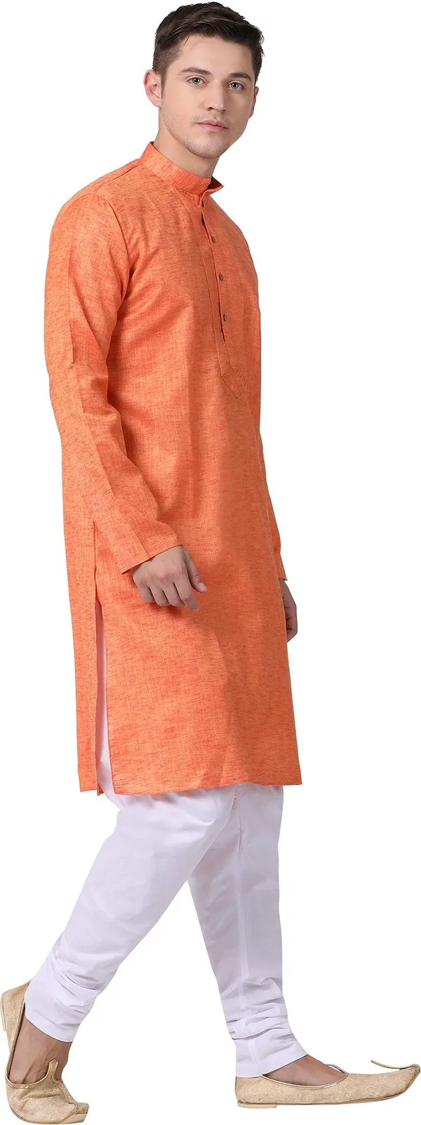 Tabard_Men_Self_Design_Straight_Kurta_(Orange)