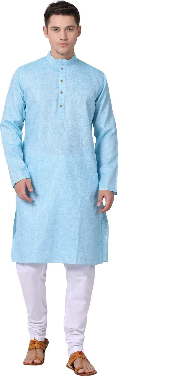 Tabard_Men_Solid_Straight_Kurta_(Blue)