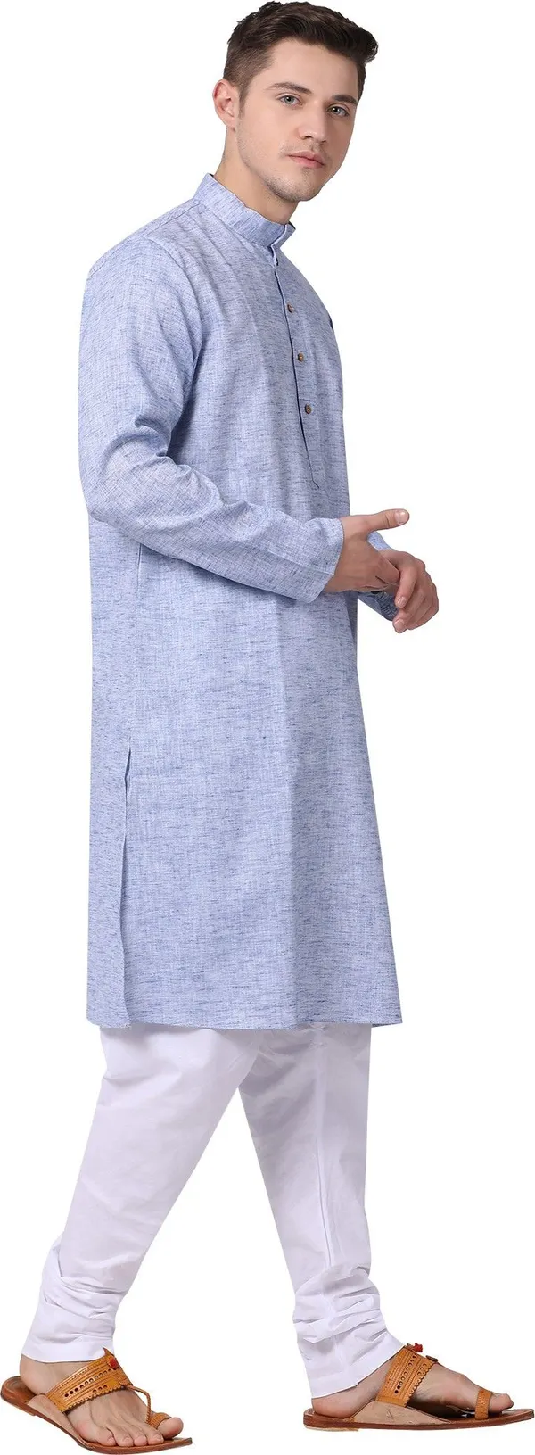 Tabard_Men_Solid_Straight_Kurta_(Blue)