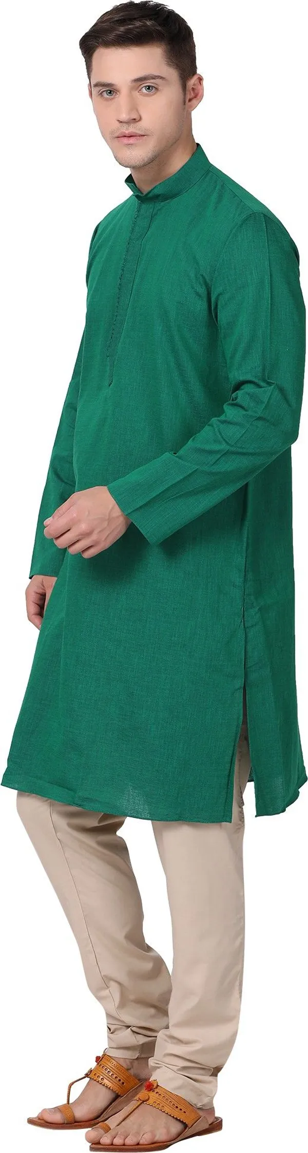 Tabard_Men_Self_Design_Straight_Kurta_(Green)