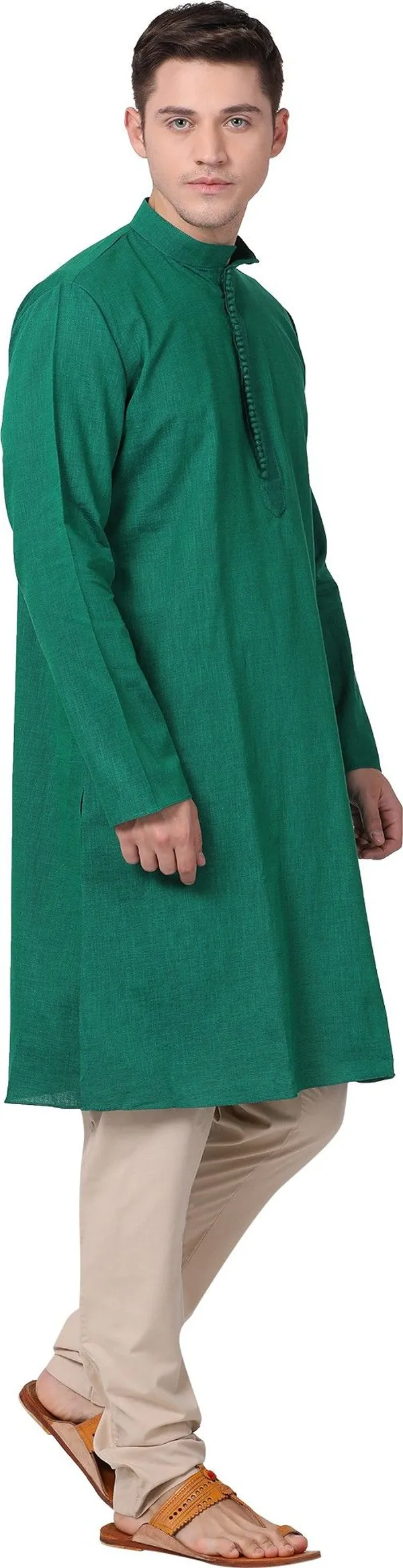 Tabard_Men_Self_Design_Straight_Kurta_(Green)