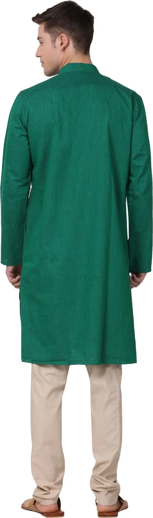 Tabard_Men_Self_Design_Straight_Kurta_(Green)
