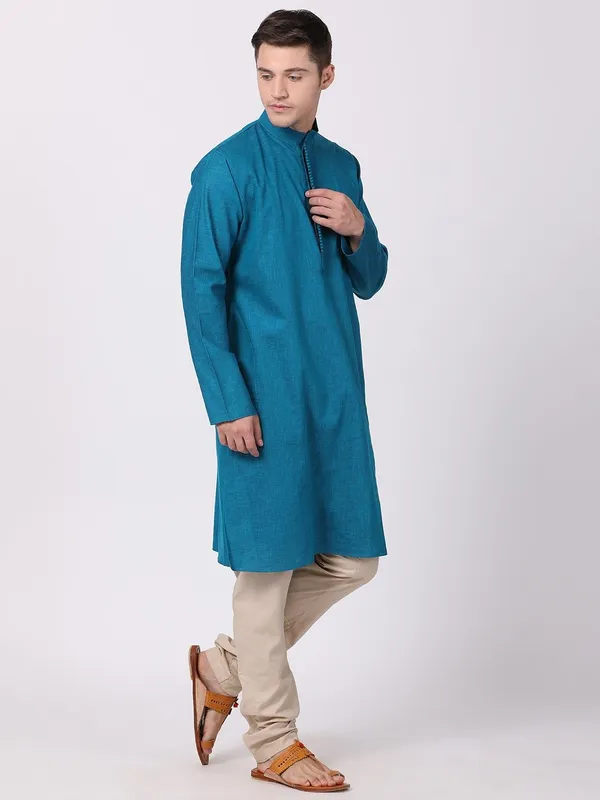 Tabard_Men_Self_Design_Straight_Kurta_(Blue)