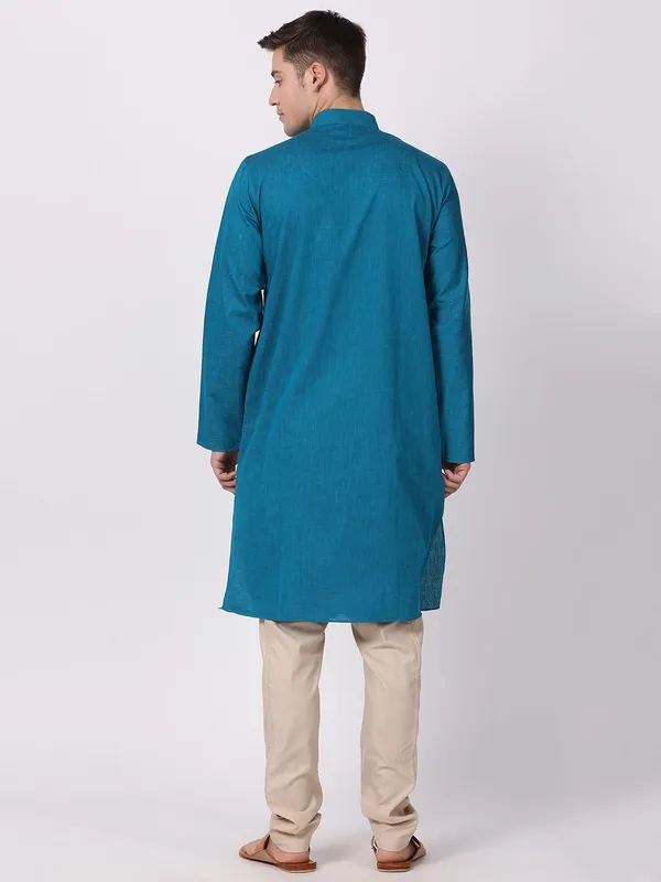 Tabard_Men_Self_Design_Straight_Kurta_(Blue)