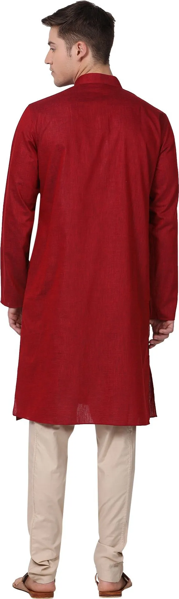 Tabard_Men_Self_Design_Straight_Kurta_(Maroon)