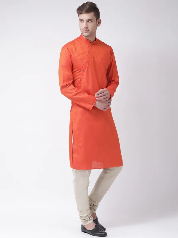 Tabard_Men_Solid_Straight_Kurta_(Orange)