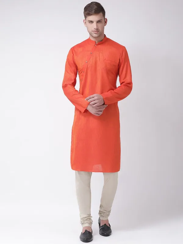 Tabard_Men_Solid_Straight_Kurta_(Orange)