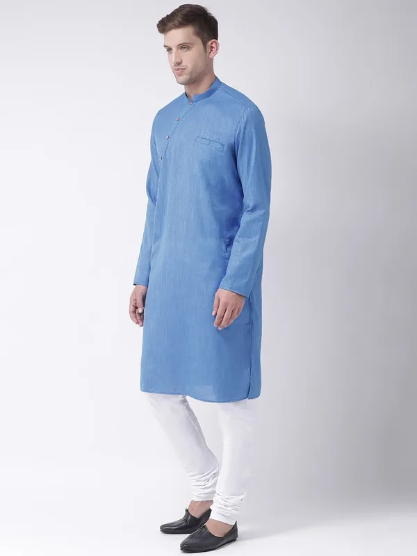 Tabard_Men_Solid_Straight_Kurta_(Blue)