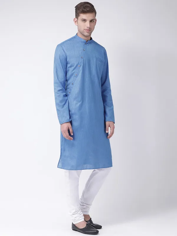 Tabard_Men_Solid_Straight_Kurta_(Blue)