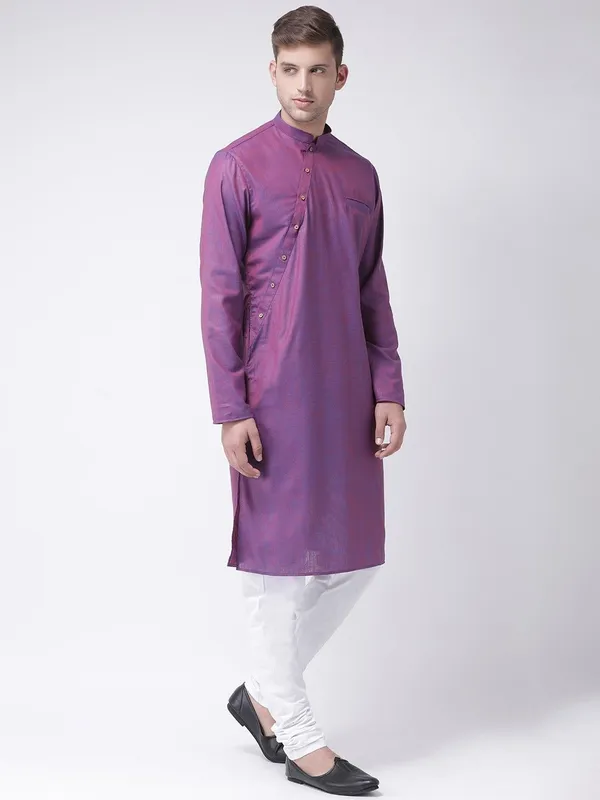 Tabard_Men_Solid_Straight_Kurta_(Purple)
