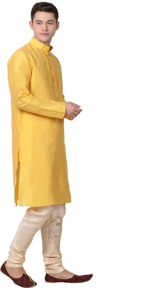 Tabard_Men_Solid_Straight_Kurta_(Yellow)