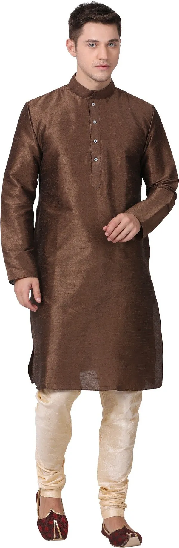 Tabard_Men_Solid_Straight_Kurta_(Brown)