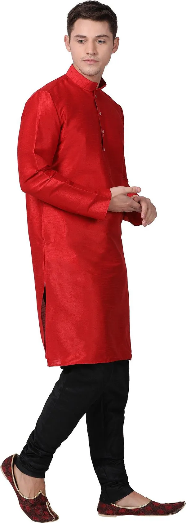 Tabard_Men_Solid_Straight_Kurta_(Red)