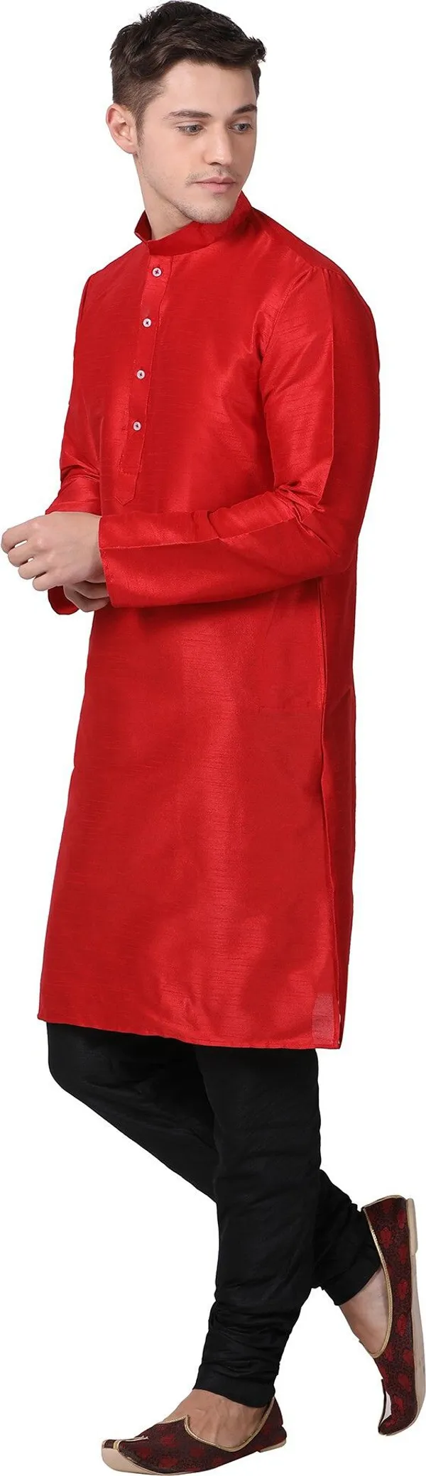 Tabard_Men_Solid_Straight_Kurta_(Red)