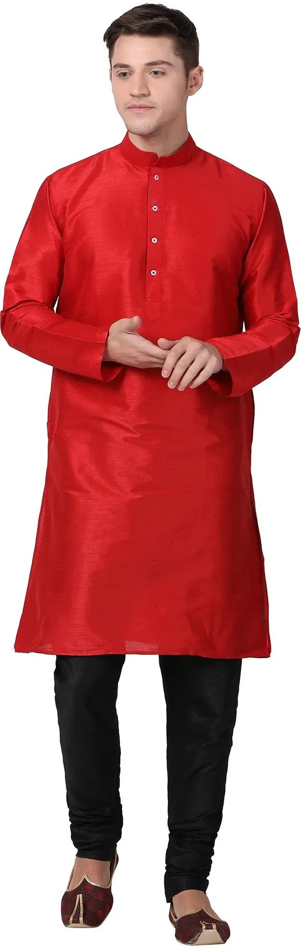 Tabard_Men_Solid_Straight_Kurta_(Red)