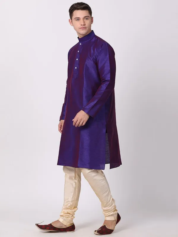Tabard_Men_Solid_Straight_Kurta_(Purple)