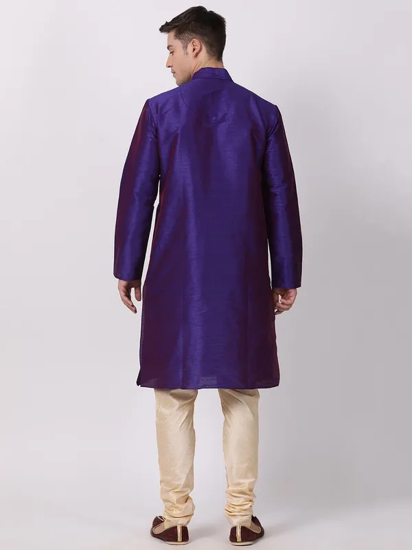 Tabard_Men_Solid_Straight_Kurta_(Purple)