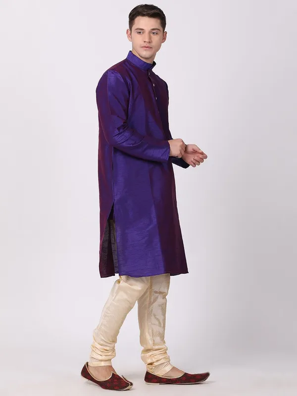 Tabard_Men_Solid_Straight_Kurta_(Purple)