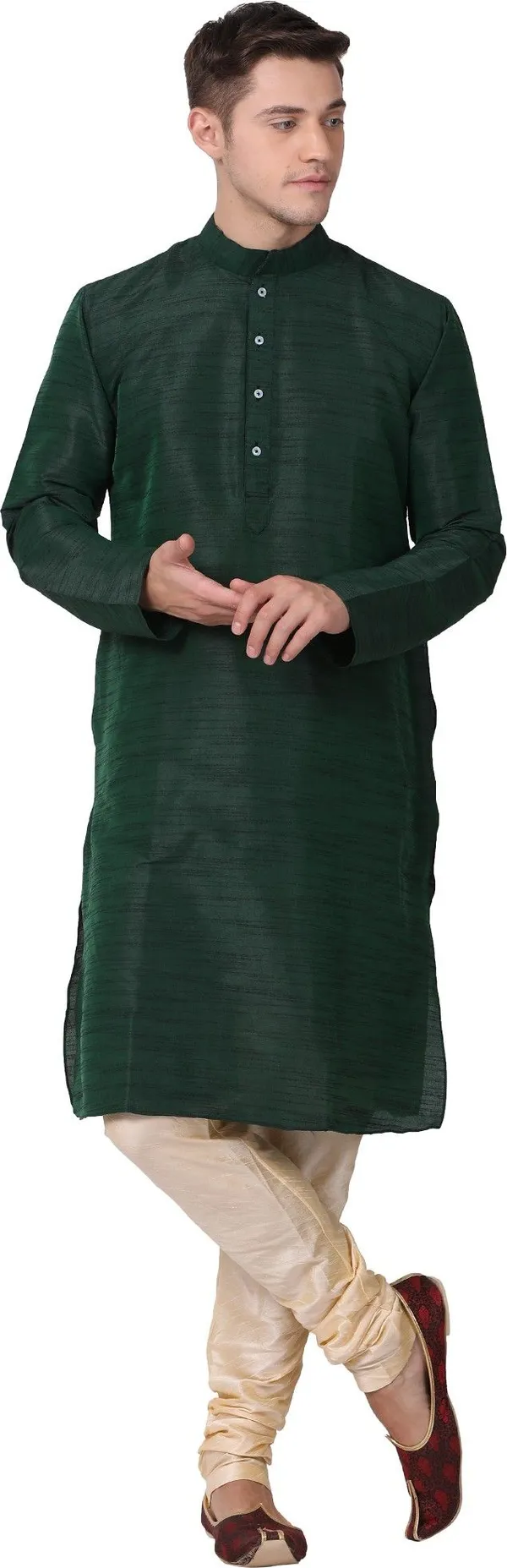 Tabard_Men_Solid_Straight_Kurta_(Green)