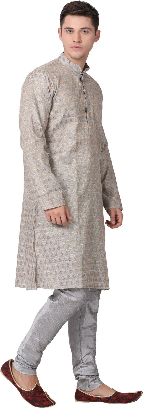 Tabard_Men_Self_Design_Straight_Kurta_(Silver)