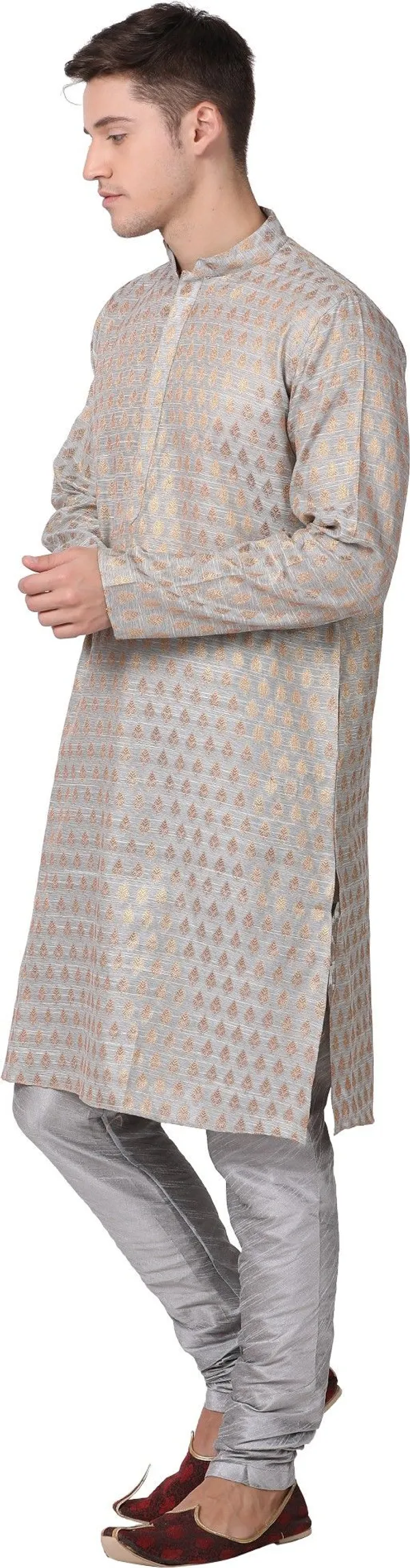 Tabard_Men_Self_Design_Straight_Kurta_(Silver)