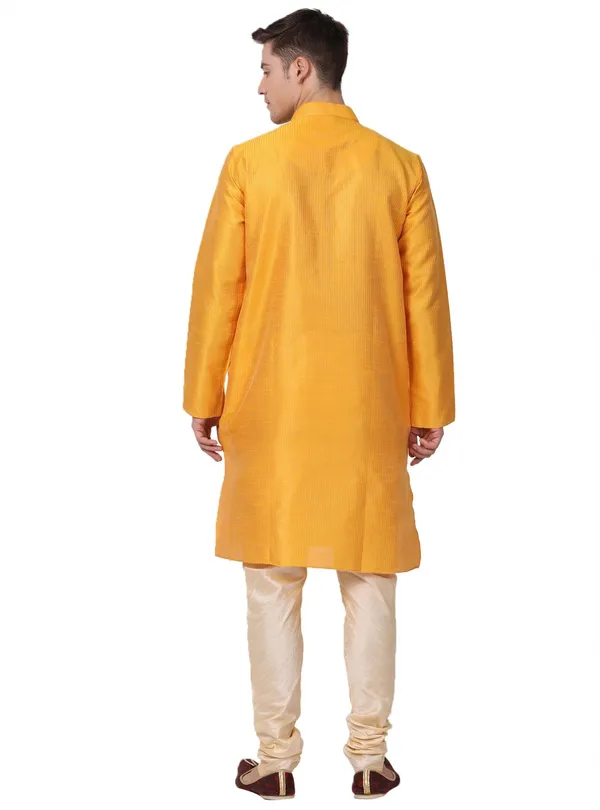 Tabard_Men_Striped_Straight_Kurta_(Yellow)