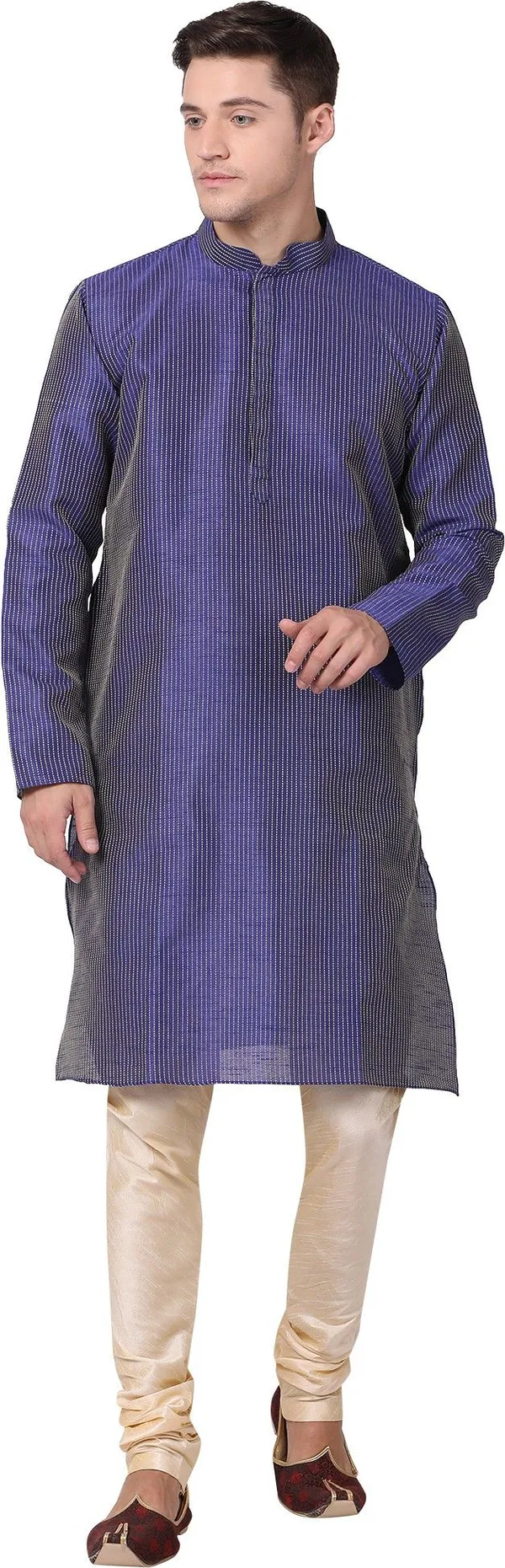 Tabard_Men_Striped_Straight_Kurta_(Purple)