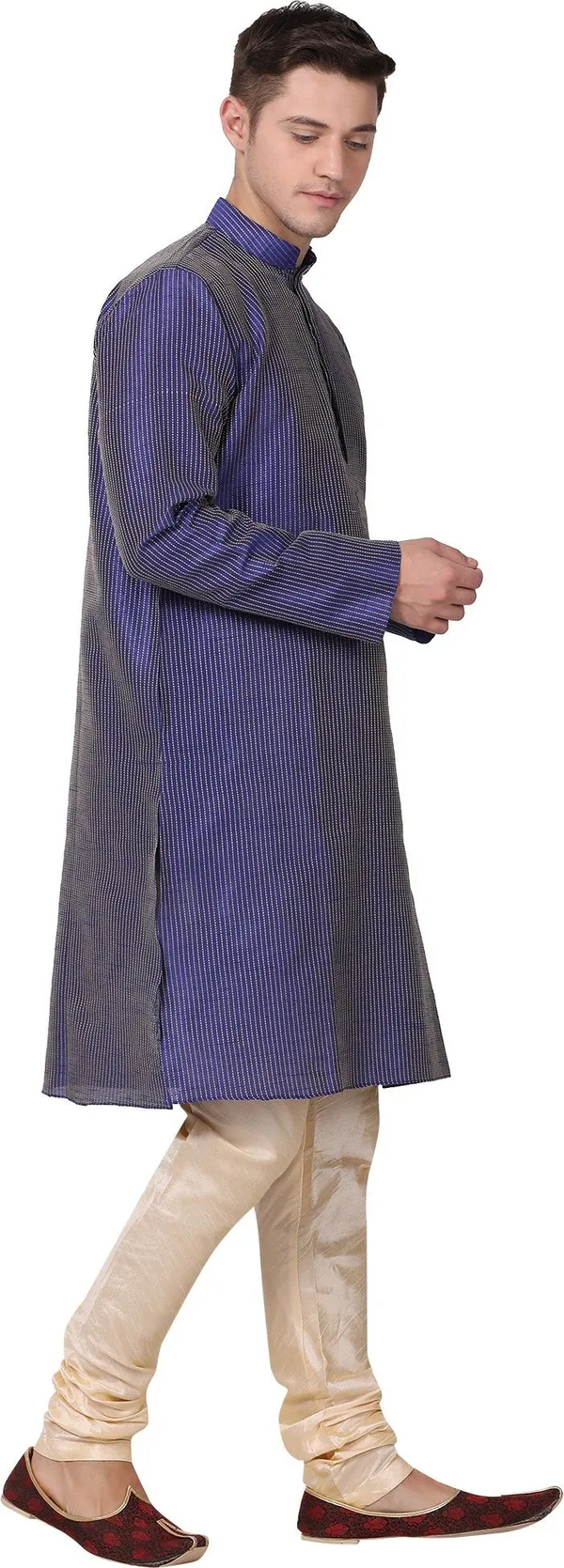 Tabard_Men_Striped_Straight_Kurta_(Purple)