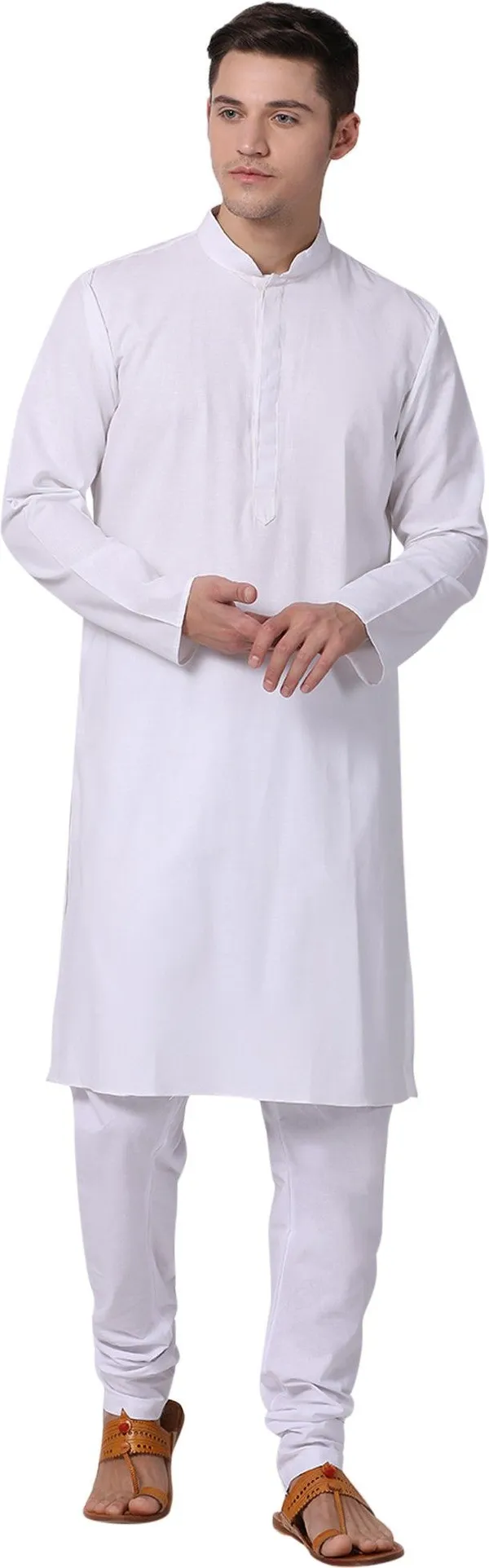 Tabard_Men_Solid_Straight_Kurta_(White)
