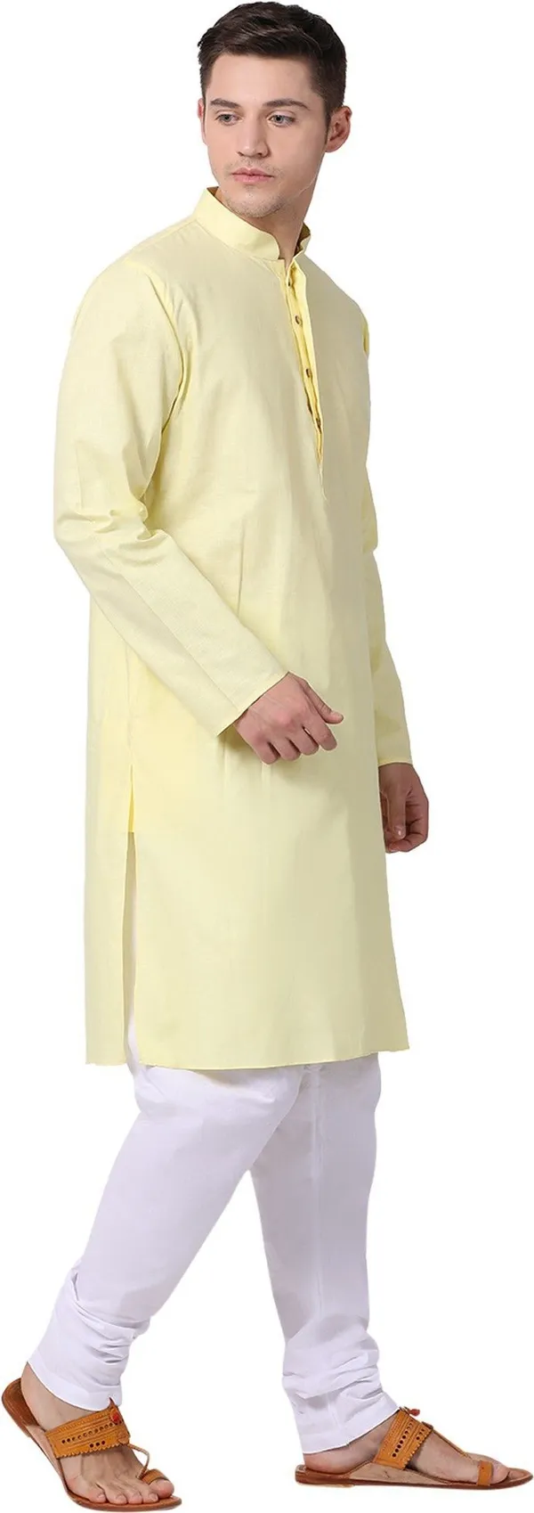 Tabard_Men_Solid_Straight_Kurta_(Yellow)