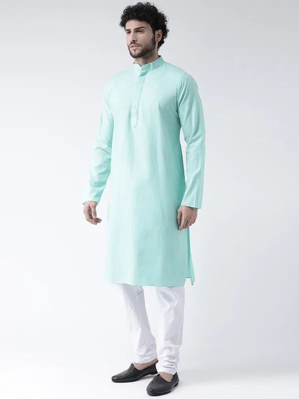 Tabard_Men_Solid_Straight_Kurta_(Green)