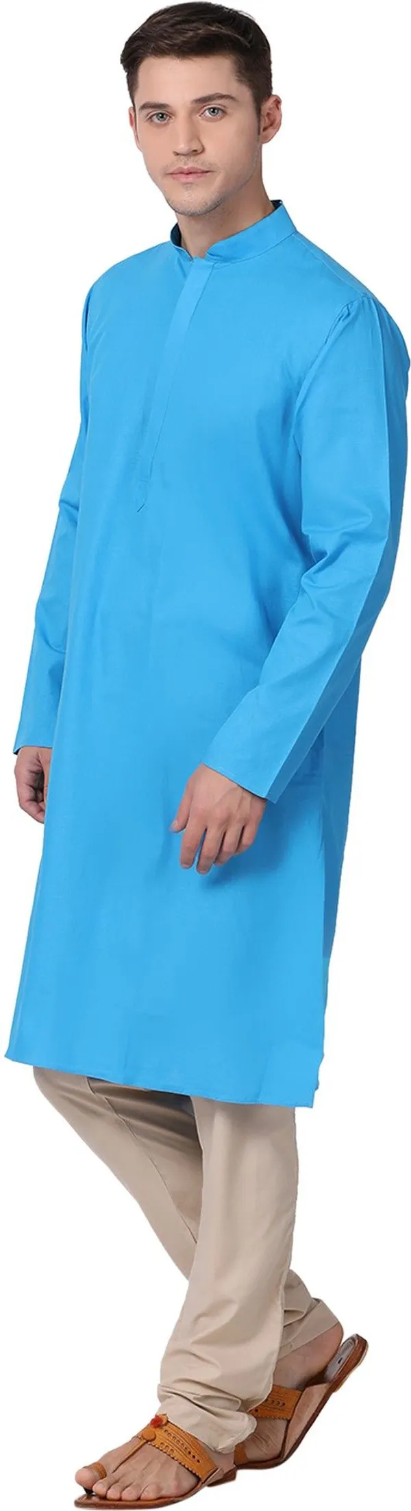 Tabard_Men_Solid_Straight_Kurta_(Blue)