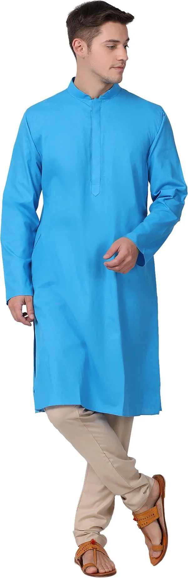 Tabard_Men_Solid_Straight_Kurta_(Blue)