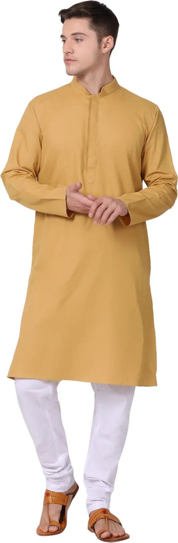 Tabard_Men_Solid_Straight_Kurta_(Beige)
