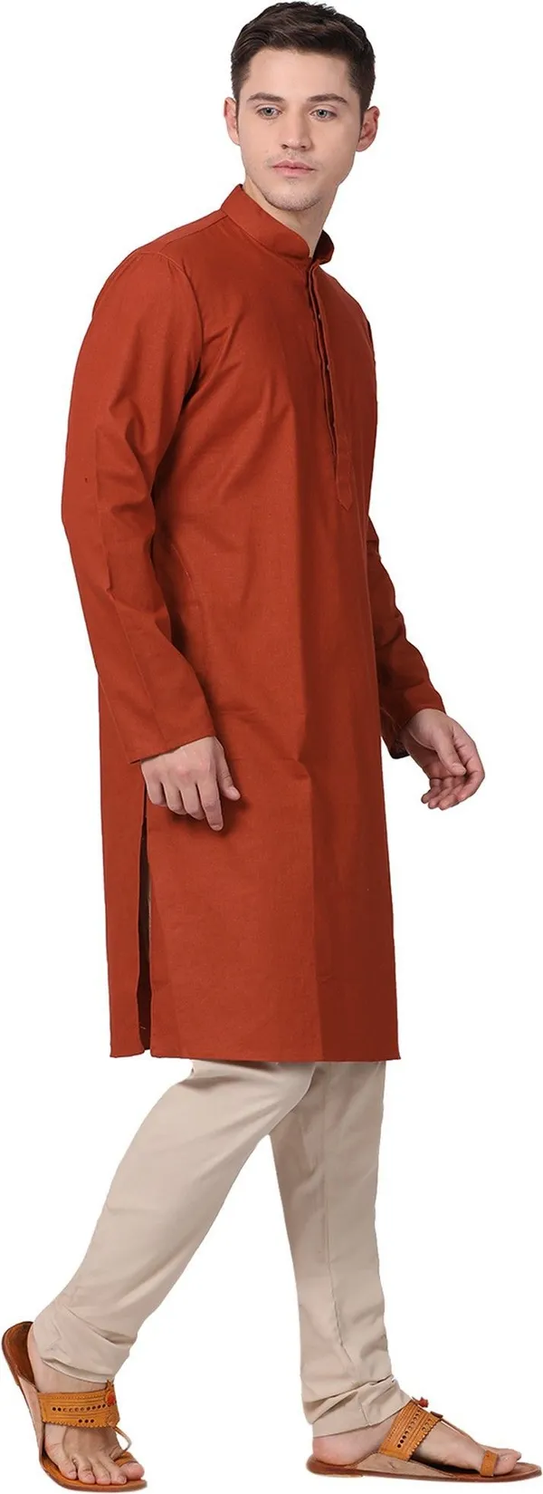 Tabard_Men_Solid_Straight_Kurta_(Maroon)